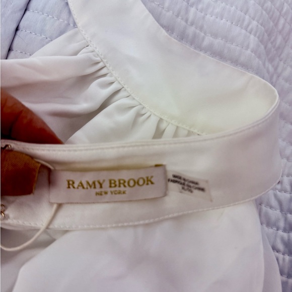 Ramy Brook White Halter Top with Feather Detail XL NWT - Picture 6 of 9